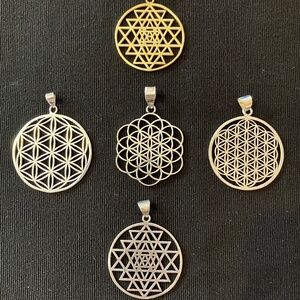 Sacred Geometry Pendants~Flower of Life*Seed of Life*Sri Yantra Mandala